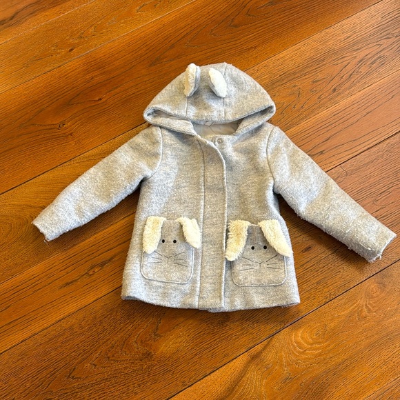 Cat & Jack Other - Cat & Jack Hooded Bunny Girls Wool Look Coat